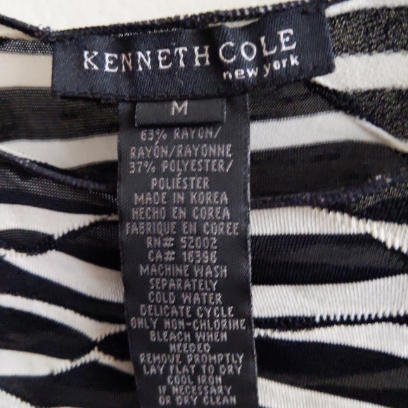 Kenneth Cole New York size M black&white sheer top - Picture 2 of 4